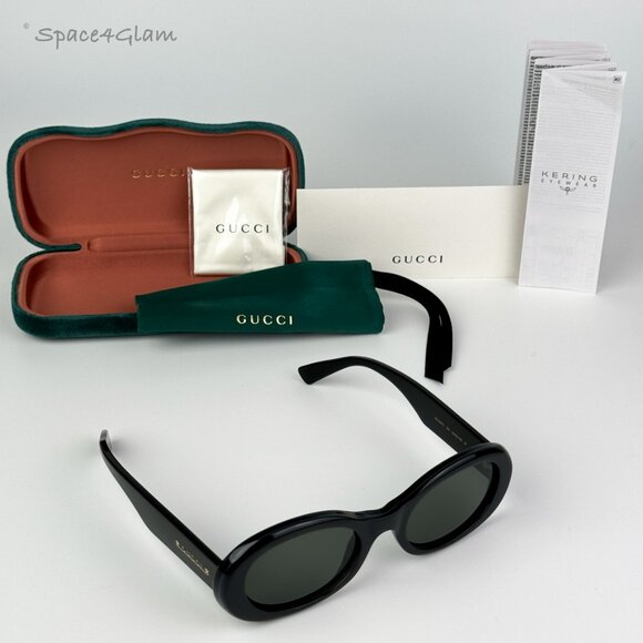 BRAND NEW Gucci GG1587S 001 Black Grey Unisex Oval Sunglasses GG 1587S - Picture 4 of 11